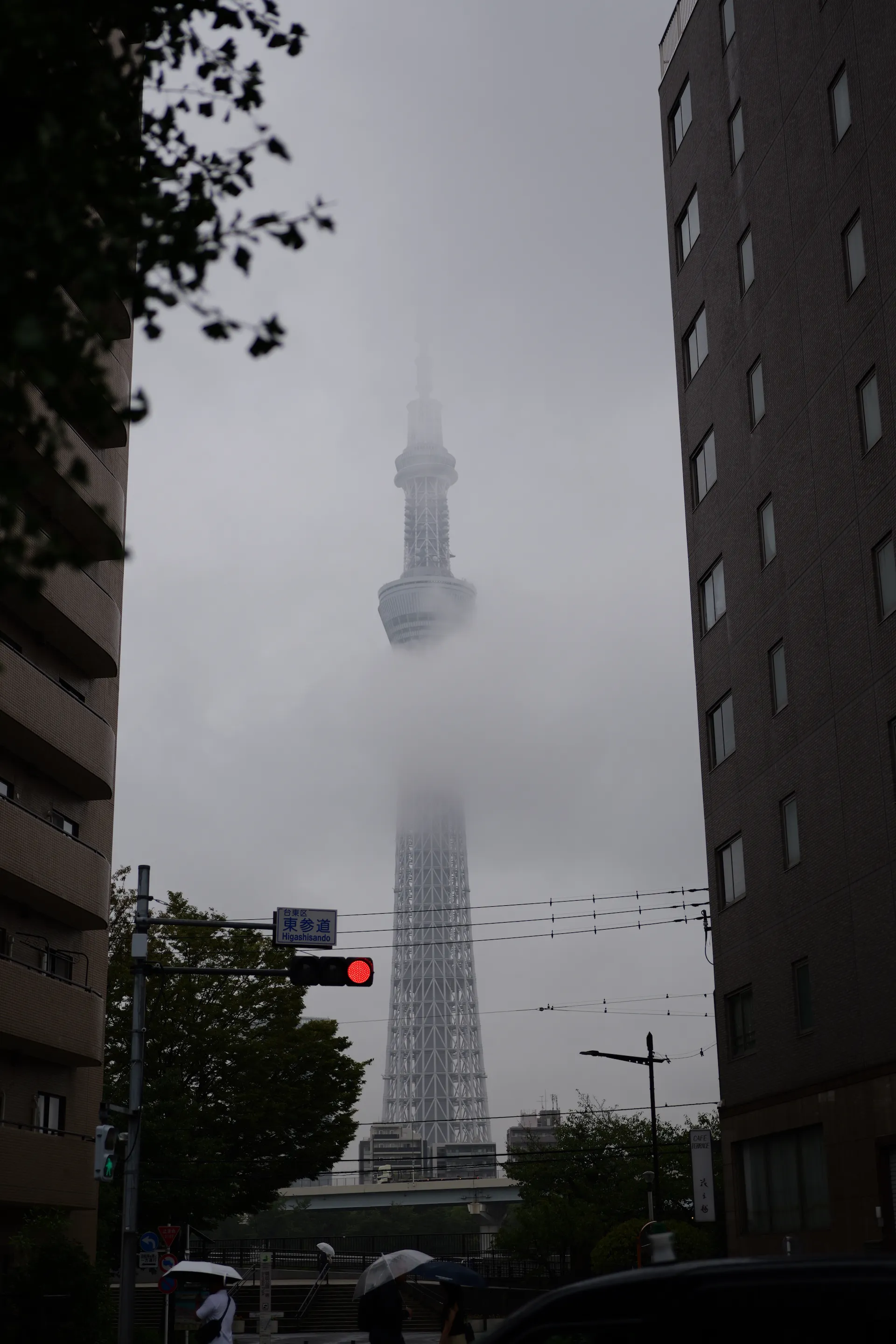 雨雾中若隐若现的东京晴空塔